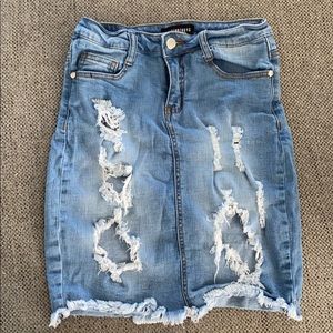 Distressed High Waisted Skirt